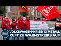 VOLKSWAGEN-KRISE: IG Metall ruft VW-Mitarbeiter zu Warnstreiks auf! Protestwelle in Startlöchern