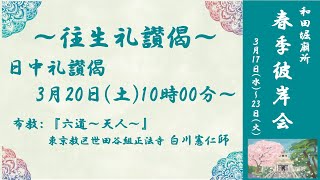 ▼3月20日(土) 10:00～ 往生礼讃偈  『日中礼讃偈』引き続き法話