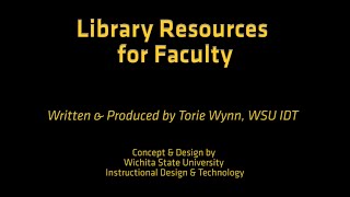 Library Resources for Faculty