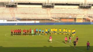 Pro Piacenza-Parma, ingresso squadre in campo, il tifo crociato