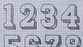 Simple 3D Drawing Number 1 To 10 / How To Draw Easy For Beginners Numbers 1 2 3 4 5 6 7 8 9 10
