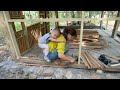 Single Mother Building House, Build Log Cabin - Build Wooden Wall - Free Bushcraft, LIVING OFF GRID