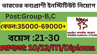 ভারতের বন্যপ্রাণী ইনস্টিটিউট নিয়োগ💥মাধ্যমিক পাস🎓বয়স:18-30😱বেতন:69000+ #itiemech #wildlife