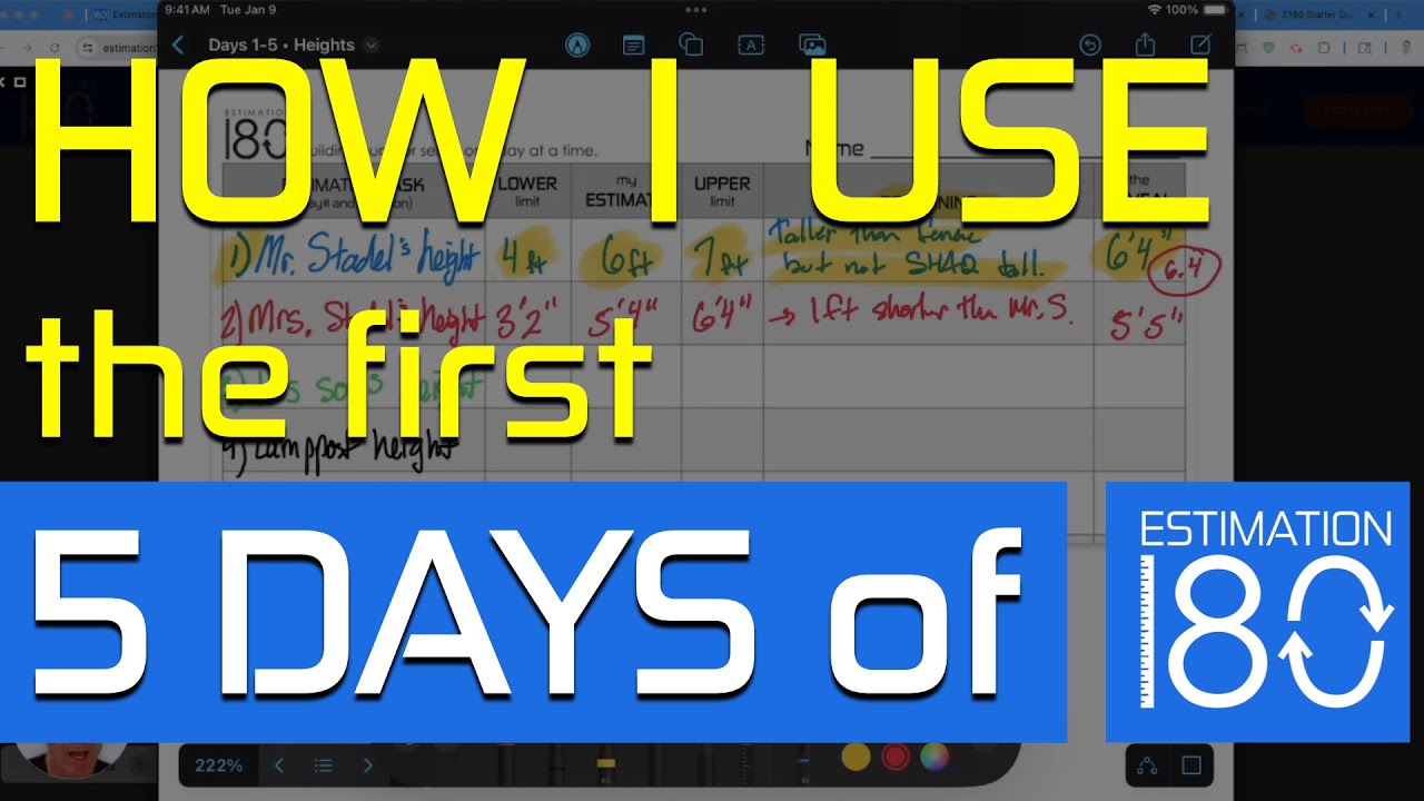 How I Use Days 1 5 Of Estimation 180 Andrew Stadel Youtube