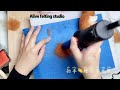 羊毛氈教學 電動戳針示範 棕熊鋪毛 needle felting machine brown bear time lapse needlefelting 羊毛氈 電動戳針 diy 羊毛フェルト