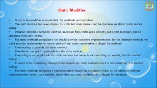 Lesson - 20 : Core Java Basics - Static Modifiers In Java Programming
