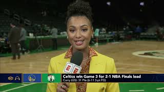 Malika Andrews details Steph Curry's injury following Game 3 | SC with SVP