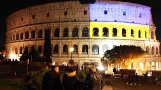 Colosseum Where Gladiators Fought Lights Up for Ukraine Fighters