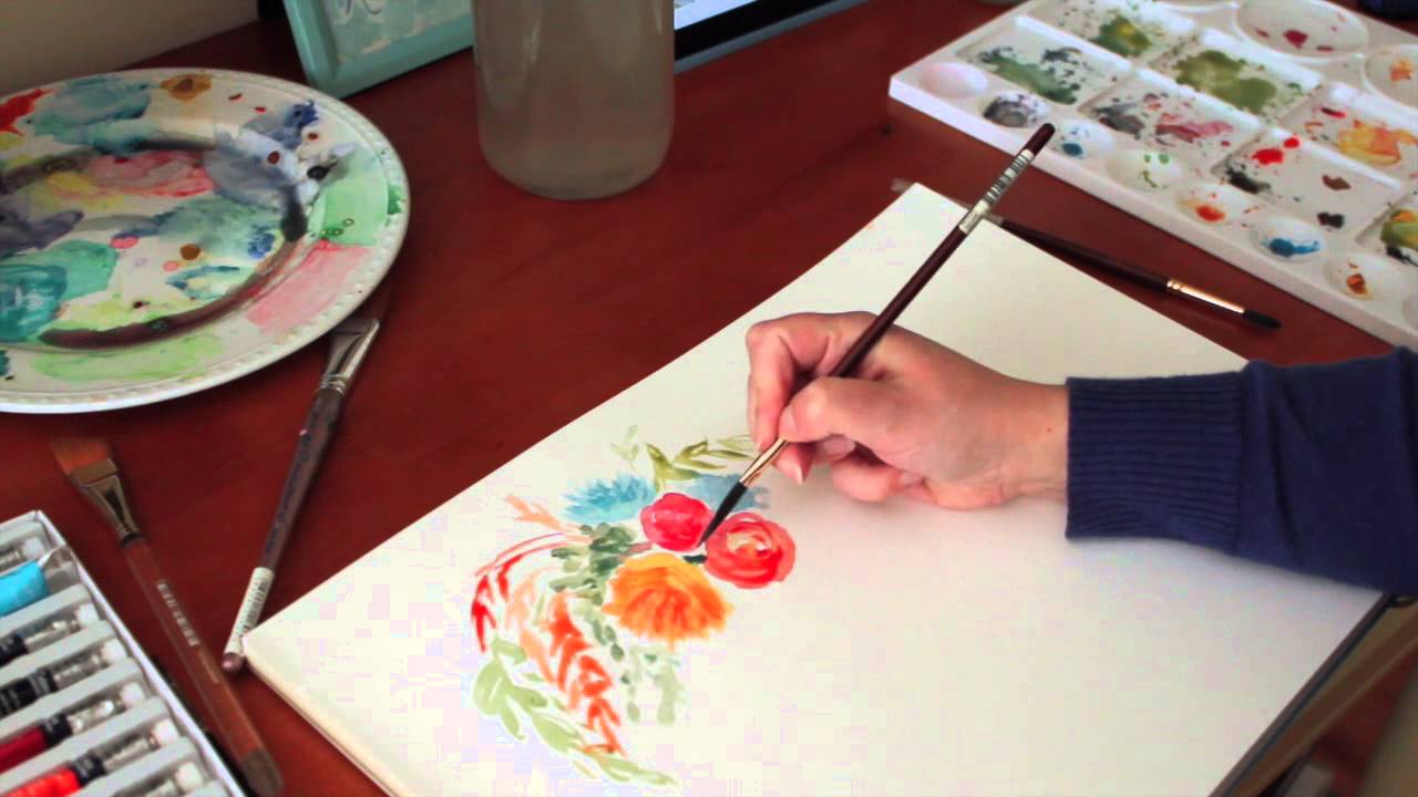 Watercolor Painting With Maria B: Asymmetrical Floral Bouquet - YouTube