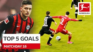 Top 5 Goals • Jović, Lewandowski & More | Matchday 16 - 2020/21