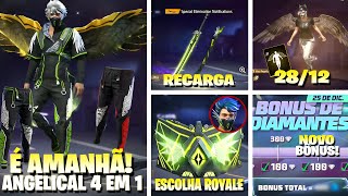 É AMANHÃ! ANGELICAL 4 EM 1, NOVO BÔNUS, CALENDARIO SEMANAL FREE FIRE ADIANTADO, NOVOS EVENTOS E MAIS