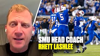 SMU Head Coach Rhett Lashlee talks playoffs, Kevin Jennings impact before game with Boston College