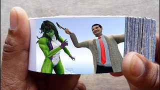 Mr. Bean Cartoon FlipBook | Angry Bean Kills She Hulk Flip Book | Flip Book Artist 2021