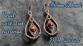 Bead wire earrings | Wire wrapped drop earrings | Bead wire drop earrings |