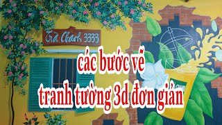 Cách vẽ tranh tường 3d cho quán cafe - trà sữa ▶3|Painting milk tea wall-Hongkienart