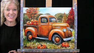 Learn How to Draw and Paint with Acrylics PUMPKIN PICKUP-Easy Painting For Beginners-Time Lapse