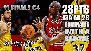 Michael Jordan Highlights vs Lakers (1991 Finals Game 4) - 28pts, Dominates the GAME with a BAD TOE!