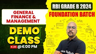 RBI Grade B 2025 | General Finance and Management | Demo Class | by Bhaskar Sir