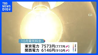 10月の電気・ガス料金　全社で値上げ｜TBS NEWS DIG