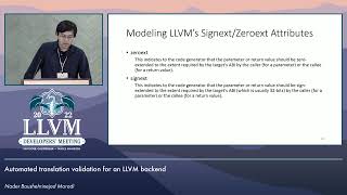 2022 LLVM Dev Mtg: Automated translation validation for an LLVM backend