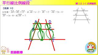 國三上 1之1 比例線段 凱講10  平行線截比例線段  凱爺數學