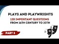 MCQs on Plays and Playwrights Part 3 || MCQS on Drama || Dramatists and Dramas Quiz || Playwrights