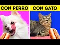 VIVIR CON UN PERRO VS. VIVIR CON UN GATO || 27 INCREÍBLES TRUCOS