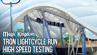 TRON Lightcycle Run High Speed Testing at Magic Kingdom