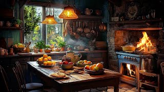 Spring Cozy Kitchen Ambience|Wood Burning Stove, Birds Sounds, Boiling Water