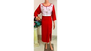 Glossix Style 210 1Red Color Soft Cotton Bangladeshi Aarong  Designer Boutique Kurti