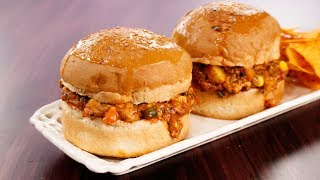 You might not have eaten such a burger - Tawa Veg Cheese Burger - veg tawa burger recipe - cookingshooking