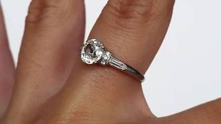 1920s Art Deco Platinum GIA Certified 1.08ct Old Mine Brilliant Diamond Engagement Ring