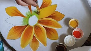 Tutorial sunflower painting, easy sunflower painting for beginners