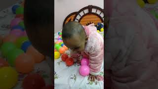 cute baby aadya playing#colourful#poolboll😇😇