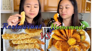 Homemade Tempura 🍤VS Japanese Steak House Tempura With Janet And Kate!