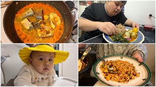 FOOD EATING DAY 🥰 CHATPAT , Seabass Fish Curry with Dhido MUKBANG | ZOYA CUTIE🥰 | NICK \u0026 ROSIE