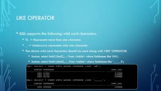 LIKE Options with SELECT command,SQL Basics Tutorial - 25