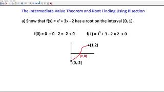Root finding using the Intermediate Value Theorem and bisection