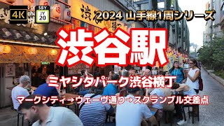 4K【渋谷駅④ミヤシタパーク渋谷横丁まで】【2024山手線1周シリーズJY20】【マークシティ(井の頭線渋谷駅西口)→ウェーヴ通り→スクランブル交差点】【明治通り】#山の手線#山手線