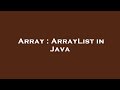 Array : ArrayList in Java