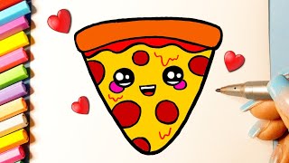 How to draw kawaii PIZZA SLICE pizza l Como desenhar FATIA de PIZZA KAWAII - Drawing to Draw