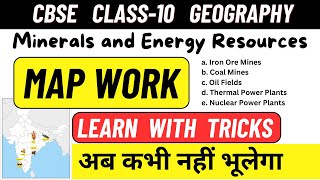 CBSE Class 10 Geography Chapter 5 Minerals and Energy Resources MAP WORK #class10map