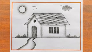 झोपड़ी का चित्र बनाना सीखें आसानी से / How to Draw a Hut Easy Step By Step / Simple Hut Drawing