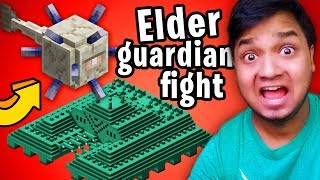 Fighting Elder Guardian (Secret Ocean Monument Treasure) - Minecraft India Serie