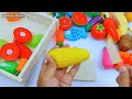 asmr 木のおままごとセットと本物の野菜と果物を切る！おもちゃでリアルなやさいの名前をおぼえよう イチゴを切る