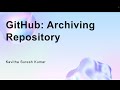 GitHub: Archiving Repository