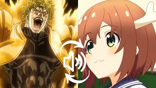 I swapped the audio for these 2 scenes: (JoJo's Bizarre Adventure , My Deer Friend Nokotan)