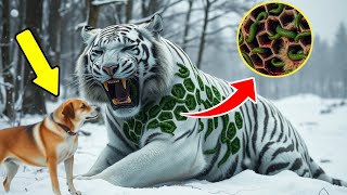 A White Tiger Covered in Green Worms Gets a Second Chance with Help from a Dog