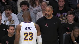 LeBron James and Ime Udoka exchange words and then Ime gets ejected 👀