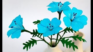 how to make Paper Flower Baby Blue Eyes / Nemophila(flower # 114)